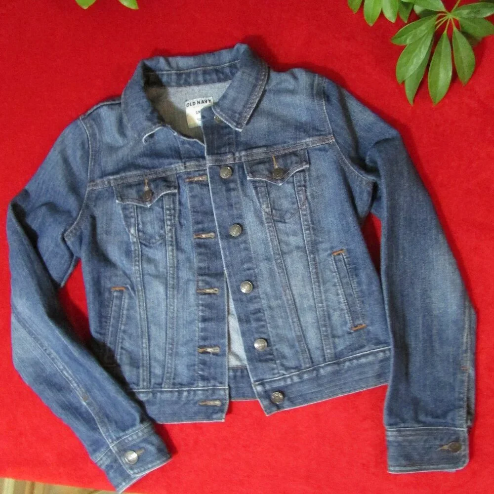 Old Navy Trucker Denim Jacket Dark Blue Classic! Soft! - Picture 1 of 6